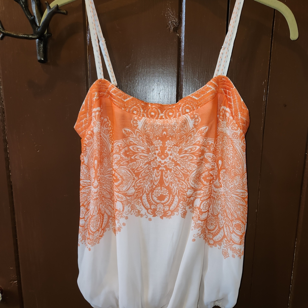 Elegant Orange and White Camisole Top